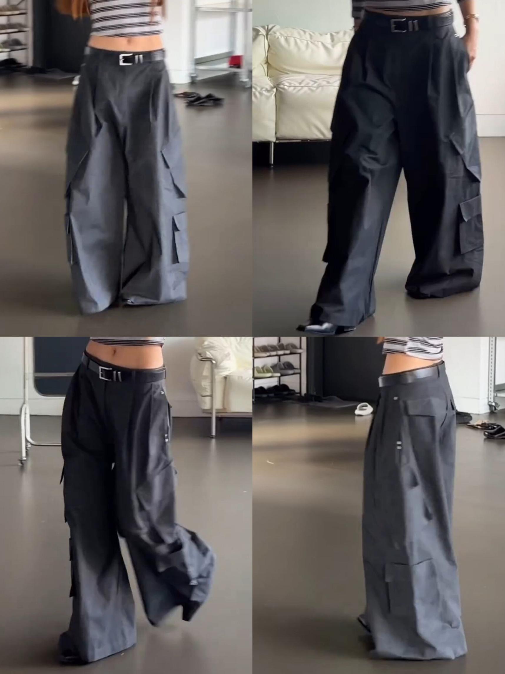 大口袋靜音工作寬褲